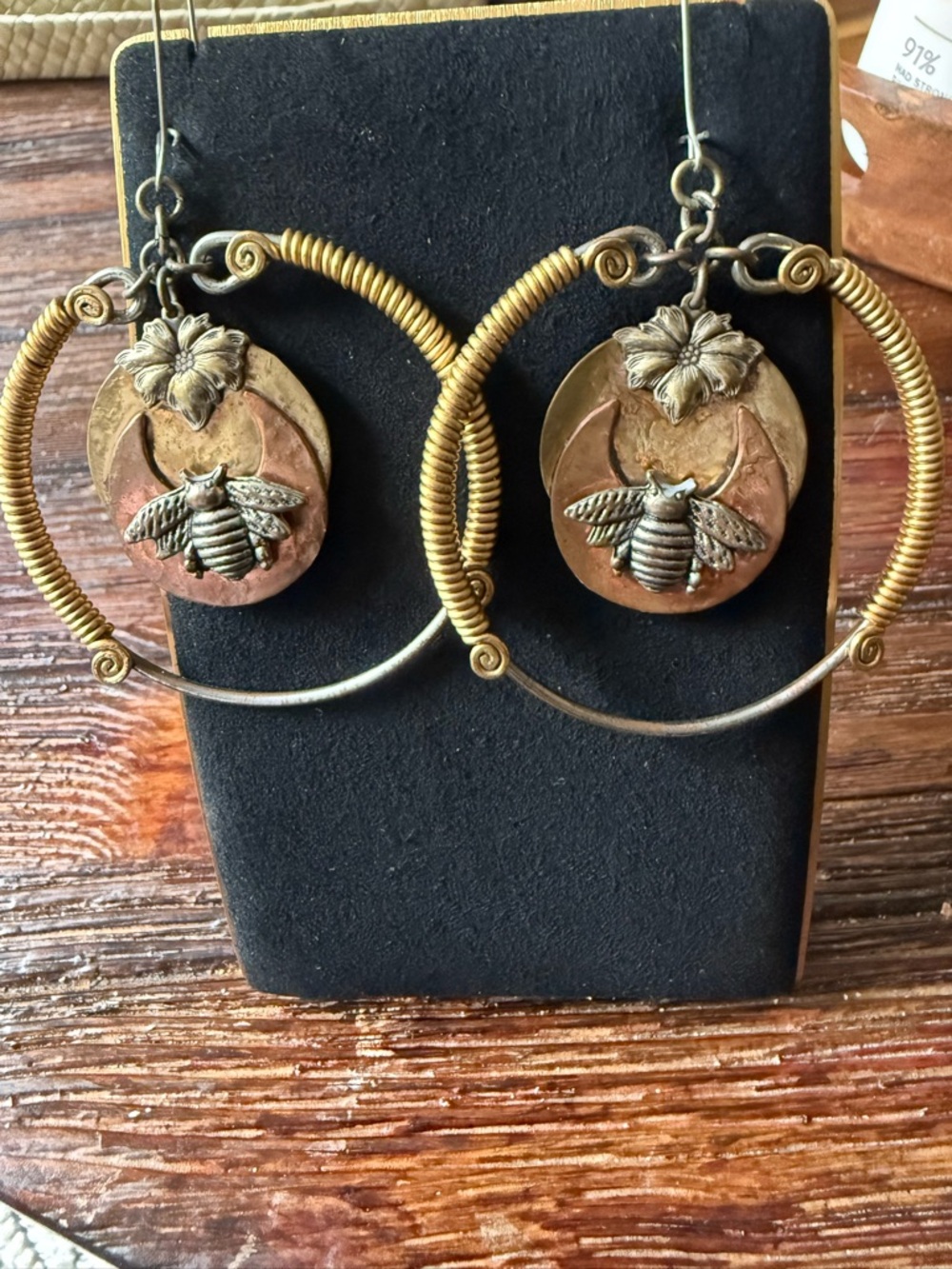 Mixed-Metal Bee Hoop Earrings - Gold and Copper Tones